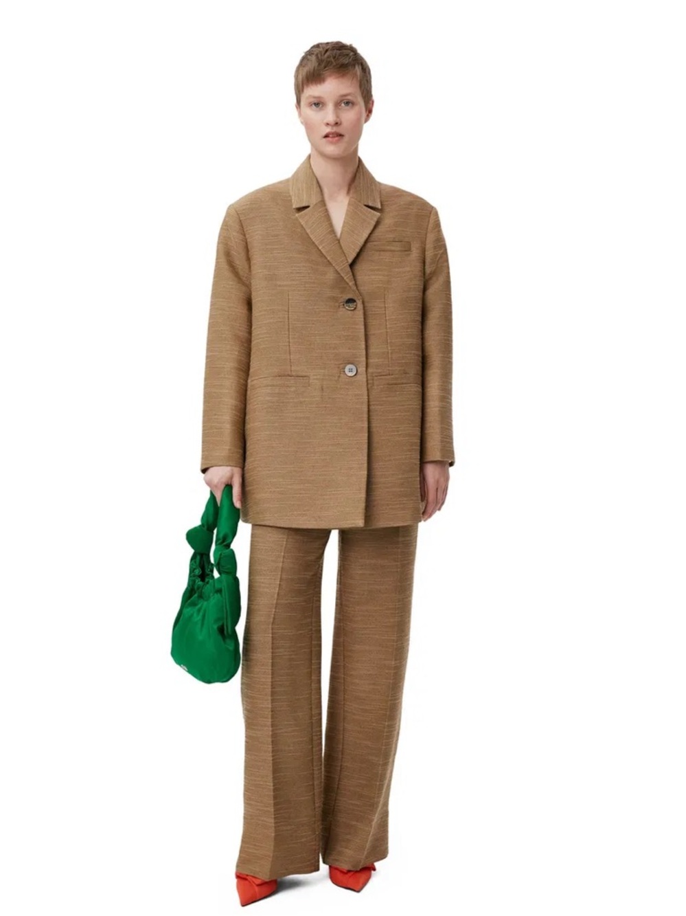 Ganni Tailored shift  Blazer/jacket 
in Camel Brown